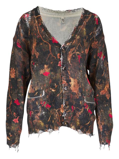 R13 distressed print cardigan