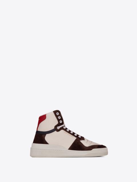 SAINT LAURENT sl24 mid-top sneakers in leather and suede