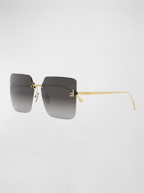 FENDI F Monogram Rimless Metal Butterfly Sunglasses