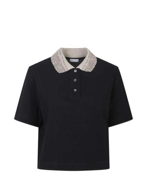 Brunello Cucinelli collar-embellished polo top