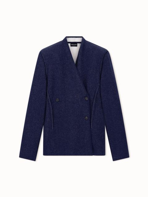 GIORGIO ARMANI TWO-BUTTON BLAZER IN CASHMERE AND SILK DENIM COLLECTION