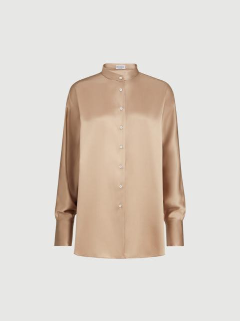Brunello Cucinelli Stretch silk satin shirt with monili