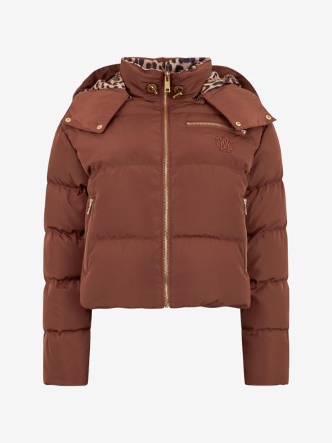 Roberto Cavalli Brown Down Jacket With Monogram Rc