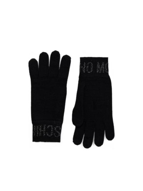 Moschino logo-knit wool gloves