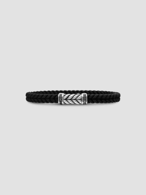 DAVID YURMAN Men's Chevron Bracelet in Black Rubber - Diamond