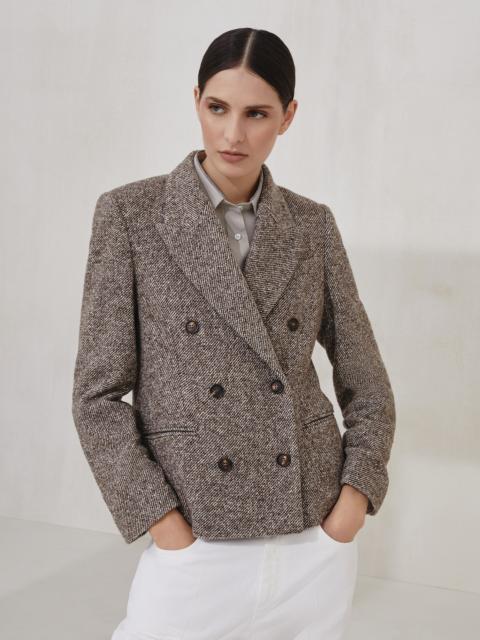 Brunello Cucinelli Virgin wool and silk mélange diagonal blazer with monili