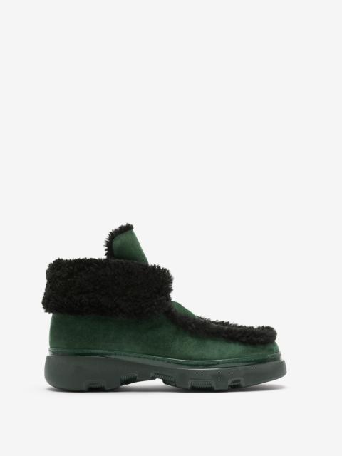 Burberry Suede and Shearling Creeper Boots