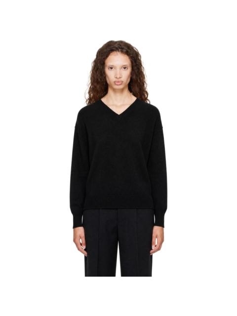 ssstein Black Pure Cashmere Knit V-Neck Sweater