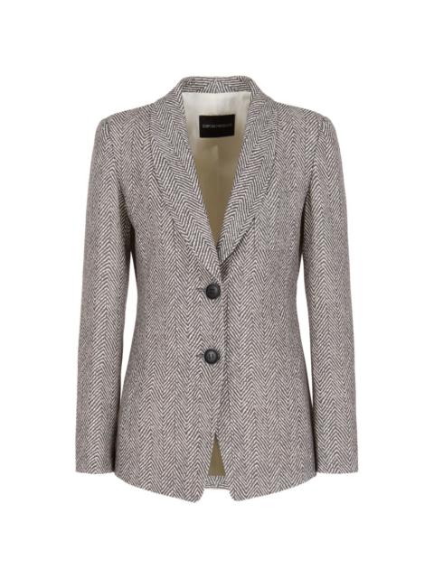 herringbone single-breasted blazer