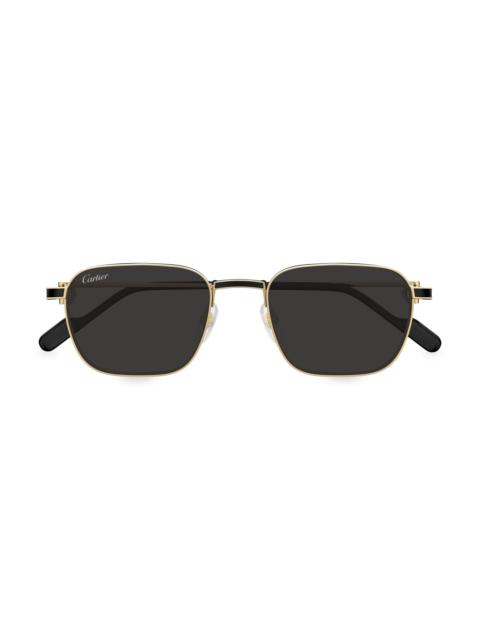 Cartier Men's Santos Evolution Première de 56MM Square Sunglasses - Dark Grey Gold