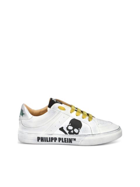 PHILIPP PLEIN skull leather low-top trainers