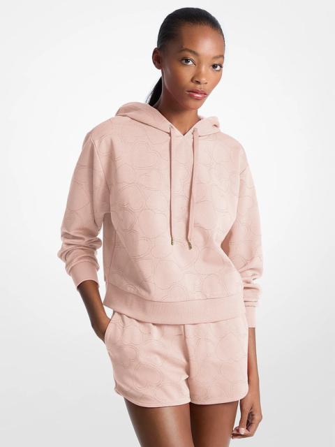 MICHAEL KORS Heart Embroidered Cotton Blend Hoodie