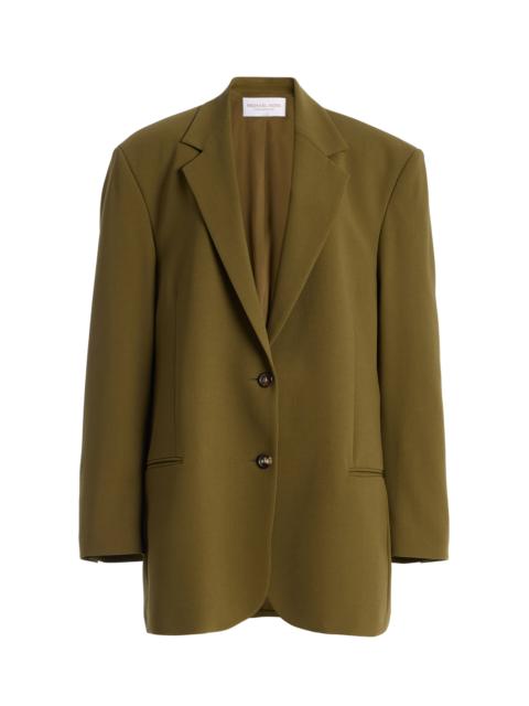 MICHAEL KORS COLLECTION Ryan Single-Breasted Stretch Tissue Wool Crepe Blazer olive