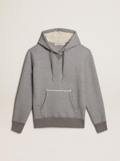 Gray melange cotton sweatshirt with hood