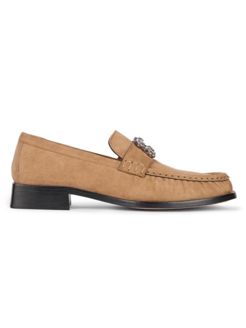 Roger Vivier Women's Viv Moc 25MM Embellished Suede Loafers - Tabacco Chiaro