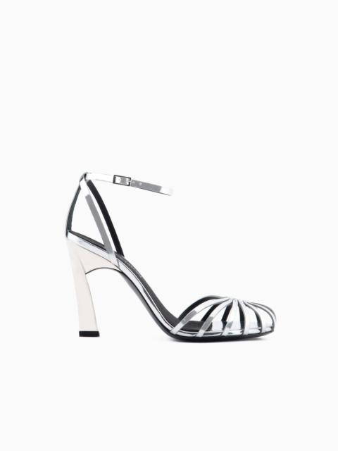 EMPORIO ARMANI Mirror lamé leather sandals with high heel