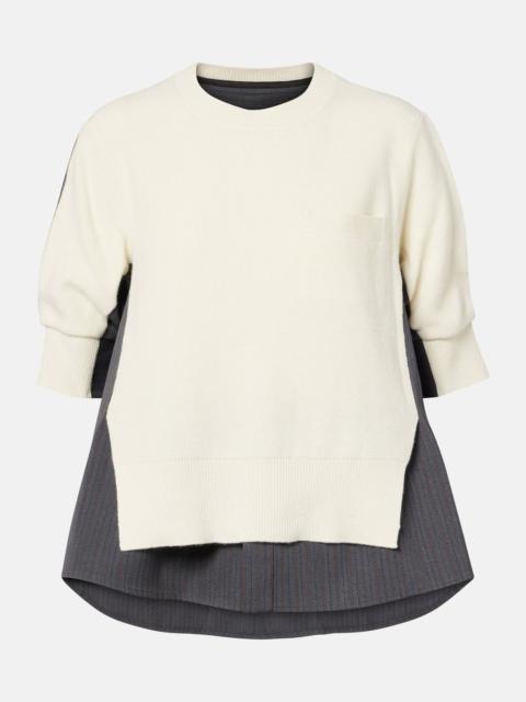 sacai Striped layered wool sweater