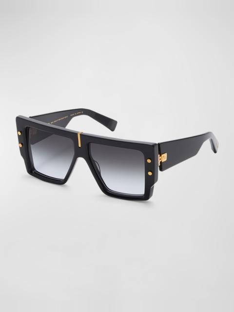 Balmain B-Grand Acetate & Titanium Square Sunglasses