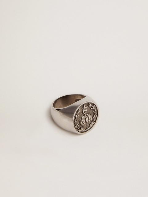 Golden Goose Men's signet ring in antique silver color