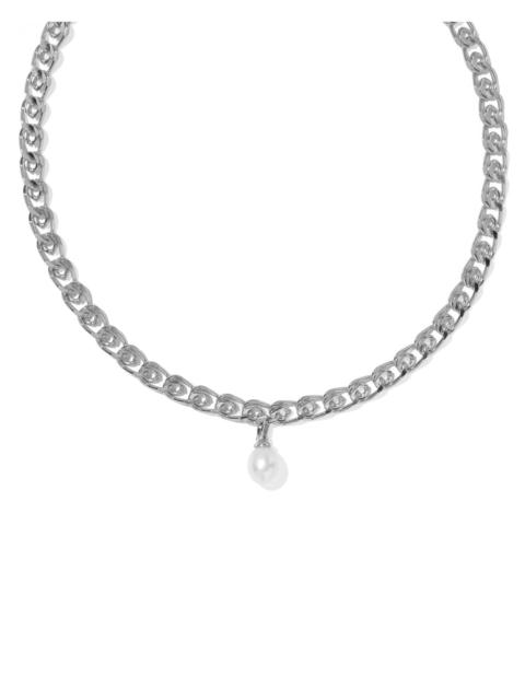 KENDRA SCOTT Oakland Pearl Silver Chain Necklace