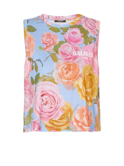 Balmain Tank top with Pastel Roses print