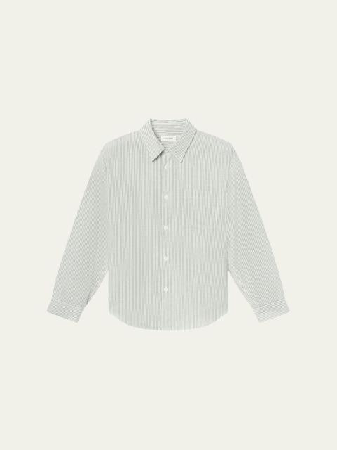 FRAME Men's Striped Tencel-Blend Button-Down Shirt
