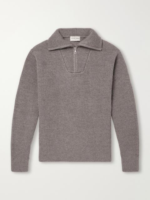 OFFICINE GÉNÉRALE Tarek Ribbed Merino Wool Half-Zip Sweater