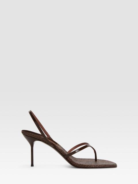 PARIS TEXAS LEATHER AND RAFFIA SANDAL