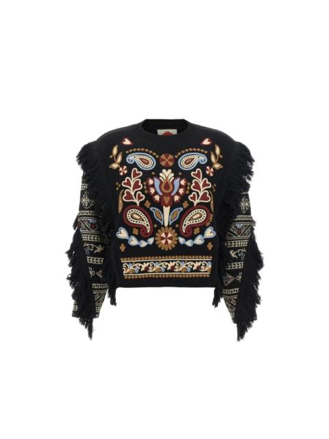 FARM RIO KNIT FRINGE SWEATER