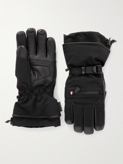 Moncler Grenoble Leather-Trimmed Shell Ski Gloves