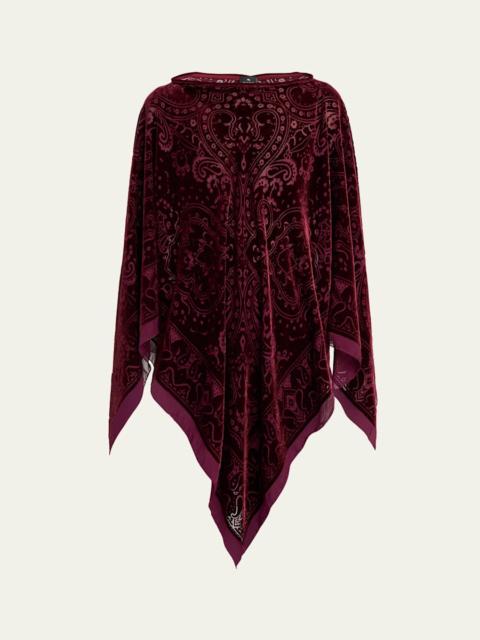 Etro Paisley-Pattern Velvet Poncho Top