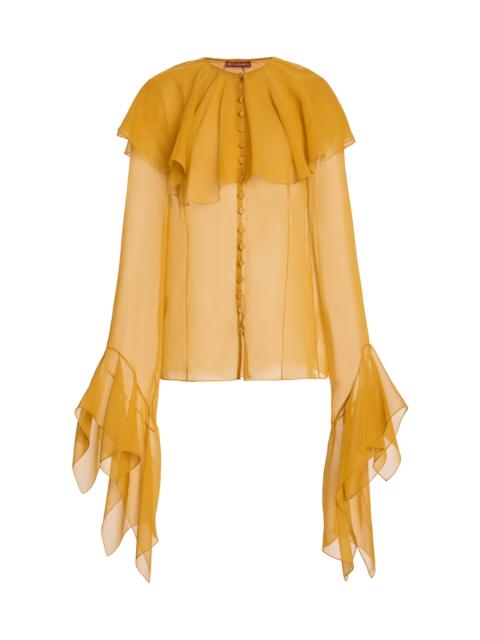 Altuzarra Alida Ruffled Silk Organza Shirt orange