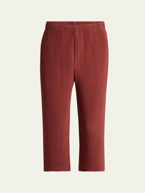 ISSEY MIYAKE Men's Cropped Brown Pleated Trousers