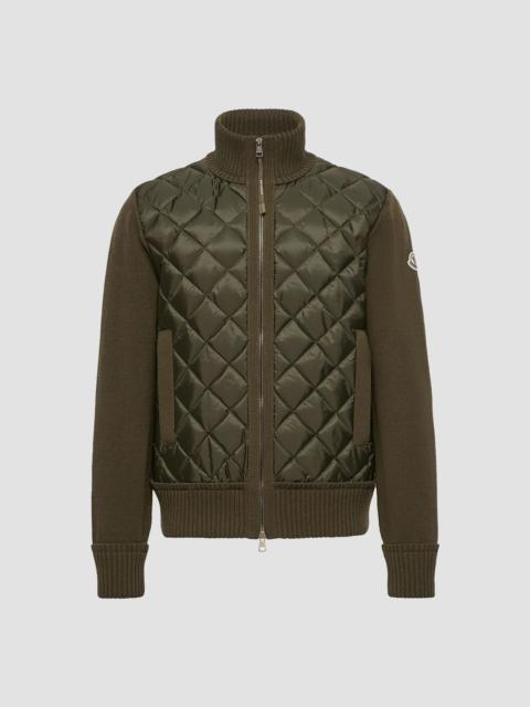 Moncler Men's Cardigan in Wool & Cashmere Blend - Olive Green