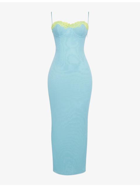 House of CB Aiza floral-print stretch-mesh maxi dress