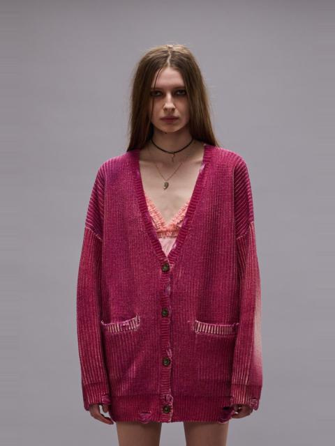 R13 OVERSIZED CARDIGAN - RASPBERRY PRINT -R13