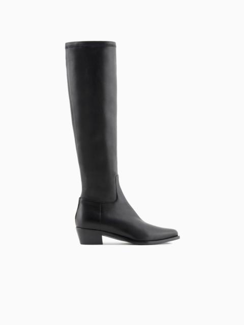 Stretch nappa-leather boots