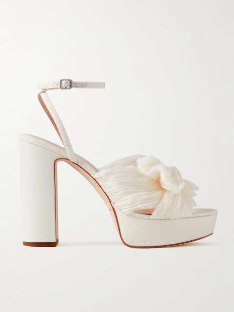 LOEFFLER RANDALL Natalia Bow-embellished Plissé-organza Platform Sandals