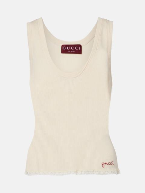 GUCCI Ribbed-knit cotton tank top