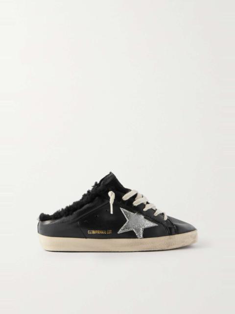 Super-Star Sabot distressed shearling-lined leather slip-on sneakers