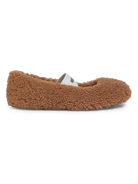 MOON BOOT Women's Shearling Ballerina Flats - Cognac