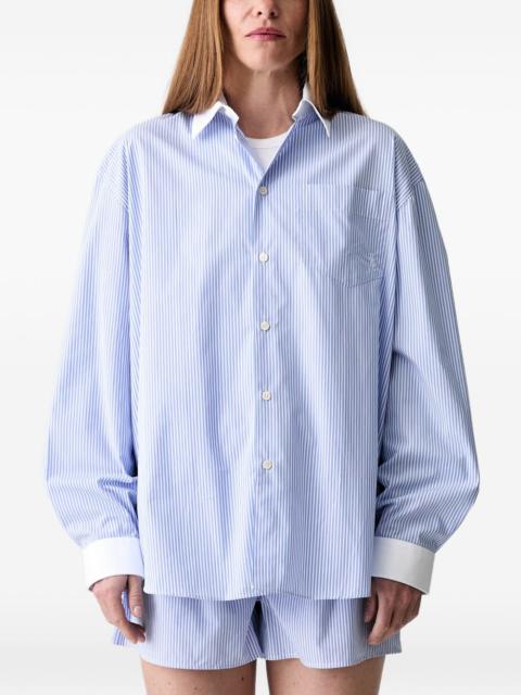 Sporty & Rich SRC striped embroidered-logo shirt