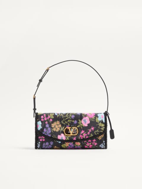 Valentino VALENTINO GARAVANI DEVAIN SMALL SHOULDER BAG IN MOIRÉ PAPIER FLORAL FABRIC