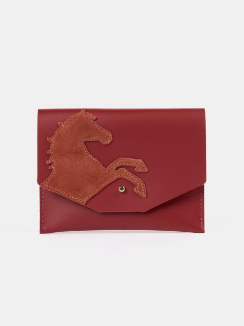 Cambridge Satchel The Year of the Horse Money Purse - Red with Rust Suede Horse