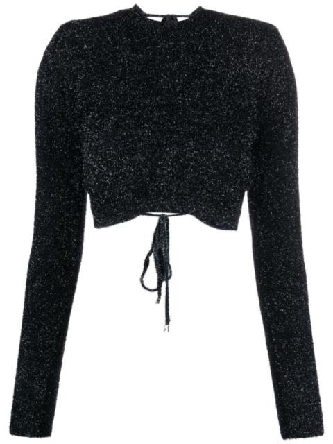 ROTATE glitter-knit open-back cropped top