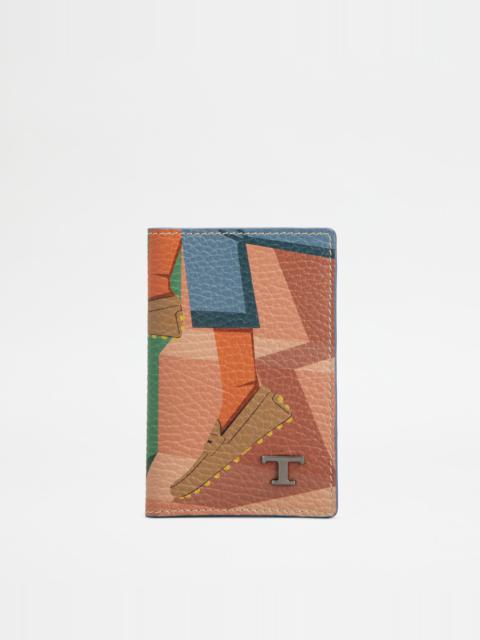 CARD HOLDER IN LEATHER - PINK, GREEN