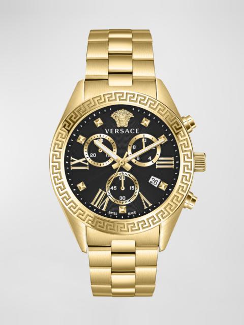 40mm Greca Chrono Watch with Bracelet Strap, Yellow Gold/Black