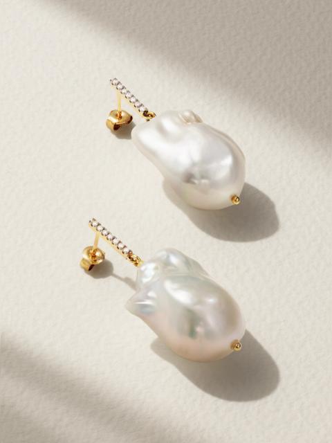 MATEO 14-karat Gold, Pearl And Diamond Earrings