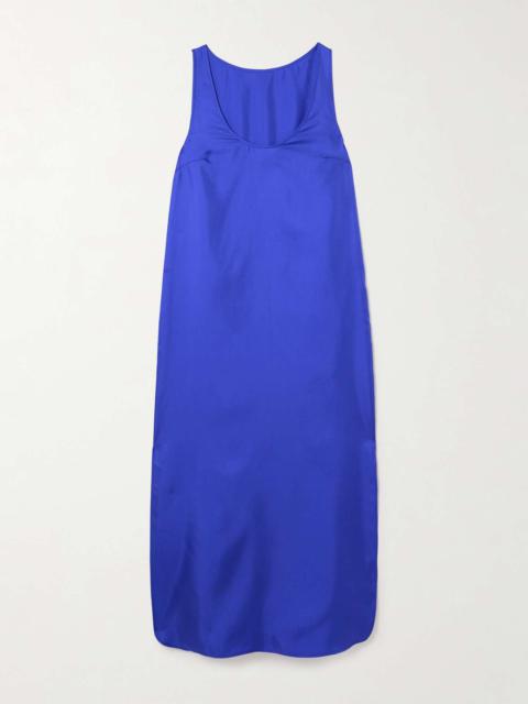 Loulou de Saison Nada silk-twill midi dress Blue