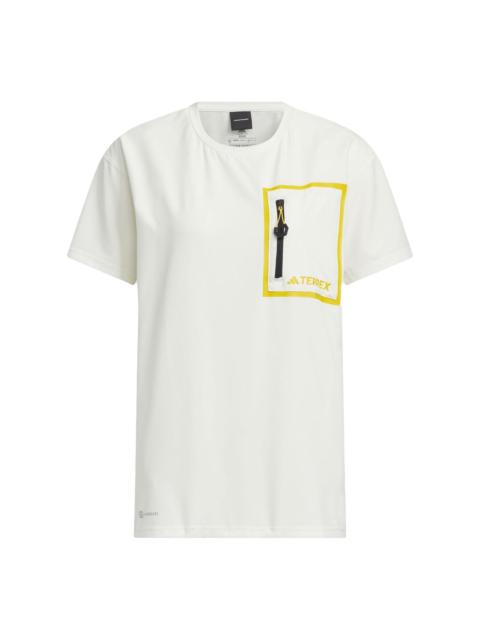 (WMNS) adidas National Geographic T-Shirt Asia Sizing 'White Yellow' IC1997